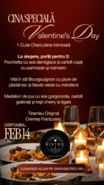 CINĂ SPECIALĂ PENTRU 2 (Aperitiv + Fel Principal + Desert) DOAR PENTRU 14/24 FEBRUARIE
